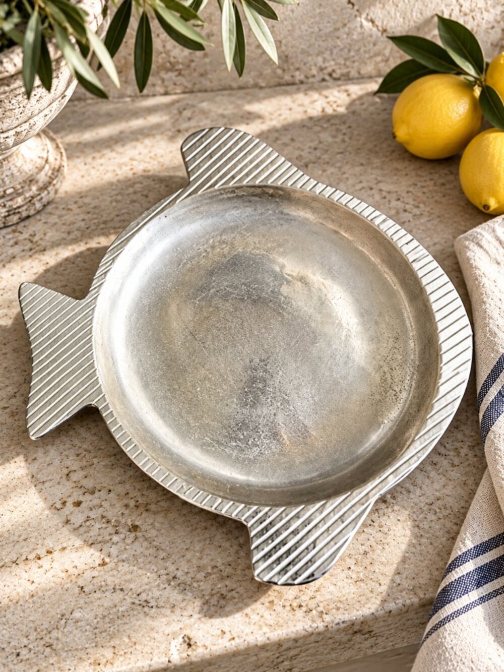 Vintage Coastal Etched Fish Serving Tray Oyster Platter